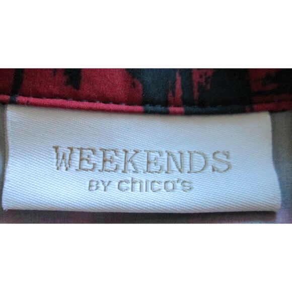 Chico's Weekends Women's Sleeveless Red & Black Full Zip Lightweight Jacket Lg. - Picture 8 of 10